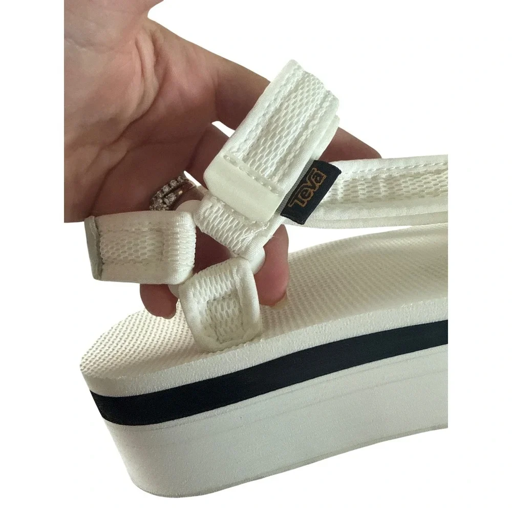 Teva Women's Flatform Universal Mesh Print Bright White Sandal US 8 EU 39‎ EUC